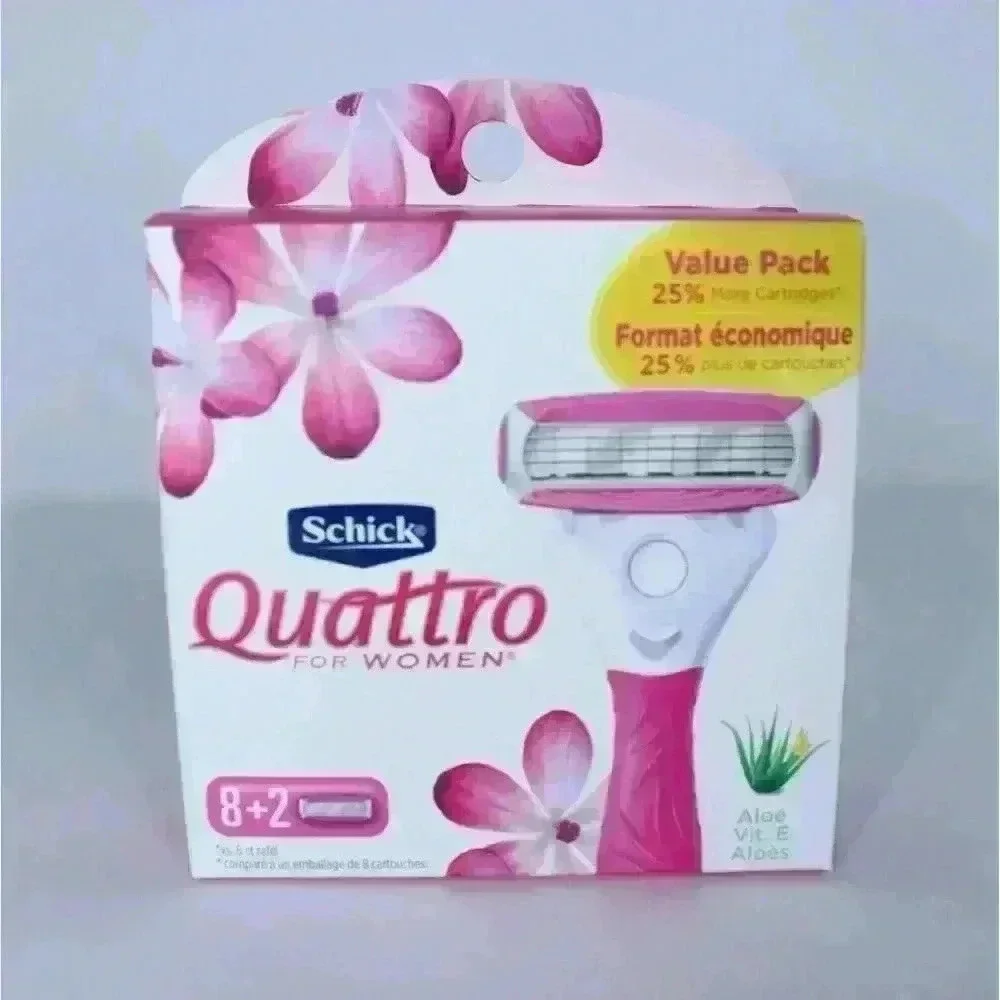 Schick Quattro For‎ Women Aloe & Vitamin E Razor 10 Blade Refills NIB